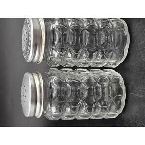Vintage Anchor Hocking Wexford Glass Salt and Pepper Shakers 4.25" Set